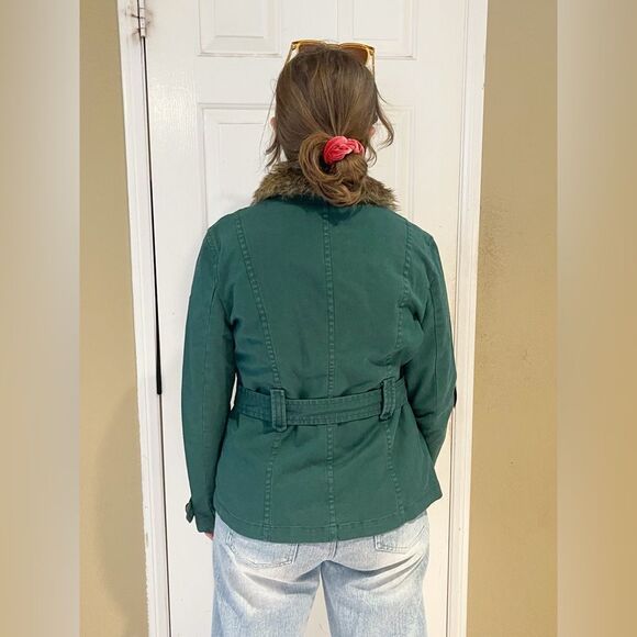 Vintage Gap barn jacket with fur collar and quilted vest liner in green Retro M - Picture 12 of 12